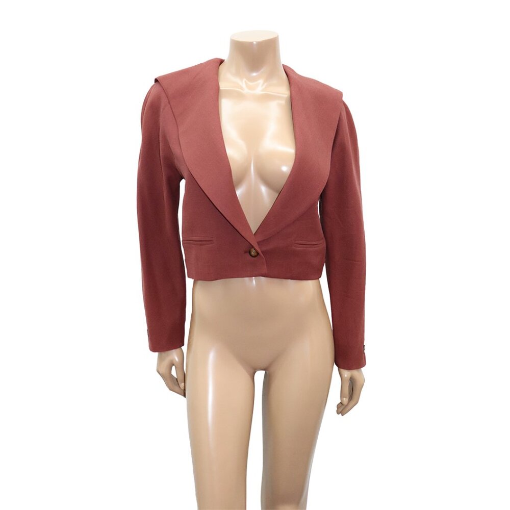 Alfred Sung Cropped Blazer Rust Chic M - Picture 2 of 6